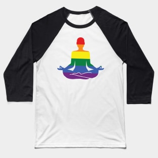 Yoga Pose Lotus with Gay FLAG Baseball T-Shirt